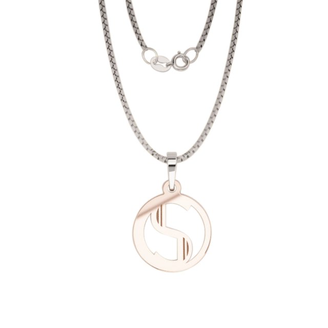 Dije con Cadena Inicial "S" Oro Combinado 14K TIMESQUARE VI1381RSD15M