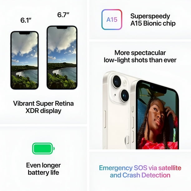 Refurbished Apple iPhone 14 - 128GB – Starlight – 12MP Dual Rear