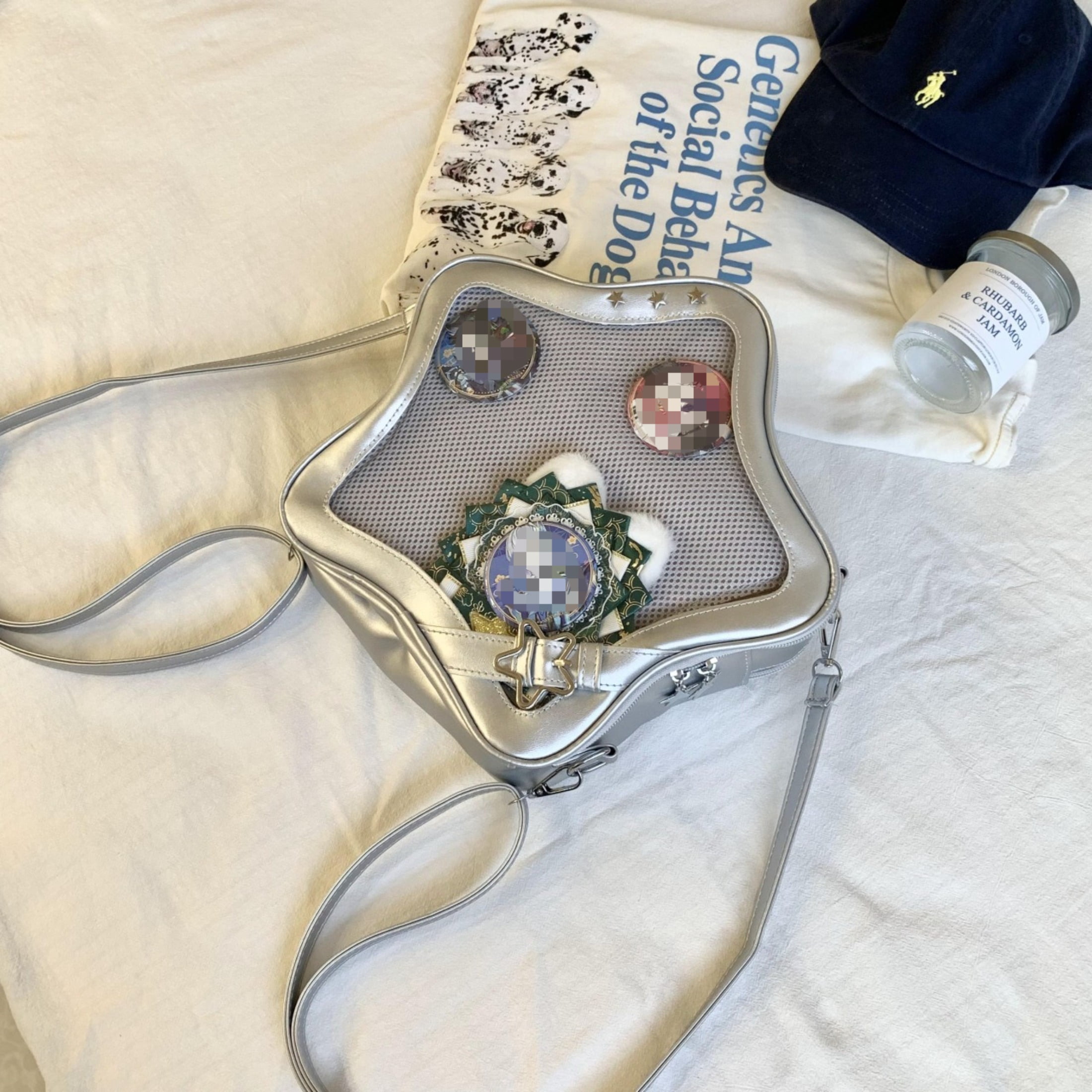 Kawaii Ita Bag Backpack Star Pins Display Crossbody Bag with Insert Y2k Aesthetic Cute Handbag for Anime Comic