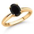 thumbnail image 2 of Gem Stone King 10K Yellow Gold Black Onyx Solitaire Engagement Ring for Women (1.60 Cttw, Oval 8X6MM, Gemstone December Birthstone, Available in Size 5, 6, 7, 8, 9), 2 of 4