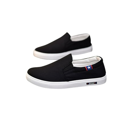 

SIMANLAN Men Slip on Canvas Shoes Casual Loafer Shoes Non-Slip Slip on Sneakers Black 6.5