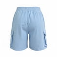 thumbnail image 4 of LVHAOGJOB Womens Elastic Waisted Jeans Stretch Short Jeans Straight Leg Solid with Pockets Mid Rise Shorts for Women Summer, 4 of 9