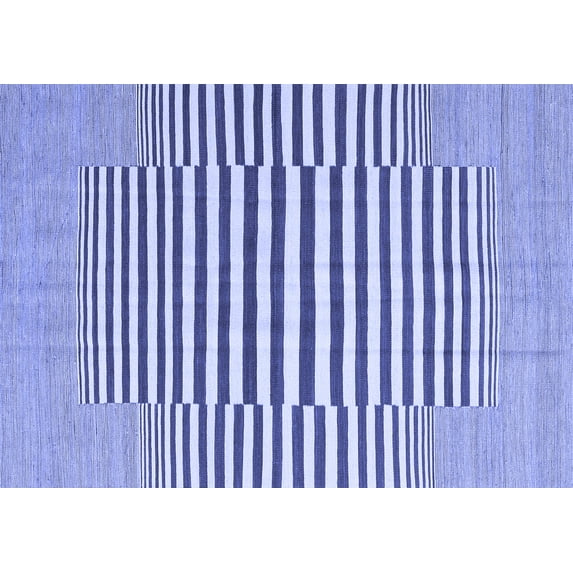 Ahgly Company Machine Washable Indoor Rectangle Abstract Blue Contemporary Area Rugs, 7' x 9'