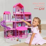 Carsky 36 inch Dollhouse Playset Girl Toys, 11 Rooms with Doll Toy Figures Toddler Playhouse Christmas Birthday Gifts for 3 4 5 6 7 Year Old Girls
