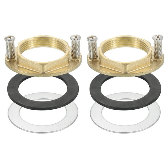 2Sets Female Thread Hex Lock Nut 1-1/4inch (31mm) Brass Single Hole Faucet Lock Nuts with Gasket (Oval)