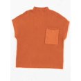 thumbnail image 4 of Women'S Solid Sleeveless Vest Mock Neck Cap Sleeve Knitwear Sweater Tops Tangerine Color L, 4 of 6