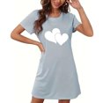thumbnail image 4 of yillto Women Nightgown Short Sleeve Sleepshirt Crewneck Heart Graphic Sleepwear Nightshirts Pajama Dress, 4 of 5