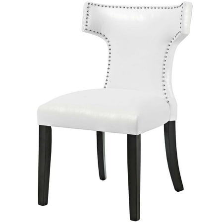 Side Dining Chair Faux Leather White Modern Contemporary Urban Design Kitchen Room Cafe Bistro Restaurant Hospitality