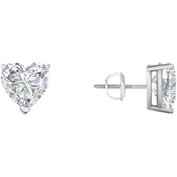 1.5 Ct Heart Shape Lab Grown Diamond Stud Earrings | 925 Sterling Silver | Solitaire Earrings for Women