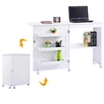 thumbnail image 2 of Escritorio Plegable Costway Mesa de PC Costura Multifunción 3 Estantes 5 Ruedas 117 x 40 x 74 cm Blanco, 2 of 7