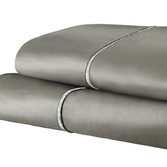 Superior 1500 Thread Count Cotton Pillowcase Set, Grey, Standard