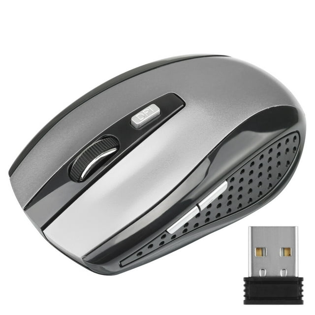 Computer 2.4Ghz Wireless Optical Mouse Home Office Hotel with USB Receiver 6 Buttons Gaming Mice 800/1200/1600DPI Desktop PC Laptop Accessories Grey
