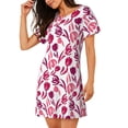 thumbnail image 2 of Balery Tulips Flowers Camisón de manga corta con cuello redondo para mujer, cómodo y elegante., 2 of 6