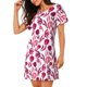 thumbnail image 2 of Balery Tulips Flowers Camisón de manga corta con cuello redondo para mujer, cómodo y elegante., 2 of 6