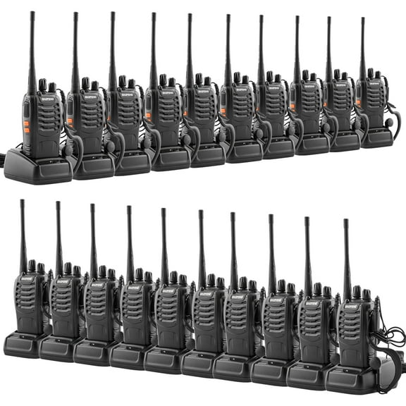 Long Range Walkies Talkies, 20Pcs/10 Pair 2 Way Radios with Earpiece and Batteries Black