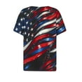 thumbnail image 4 of Womens 4Th of July Summer Tops Henley Neck Tee Short Sleeve T Shirts Pullover Sweater Blouses Usa Flag Star Stripe Top Vintage Causal T-Shirts Holiday Beach Party Outfits, 4 of 5