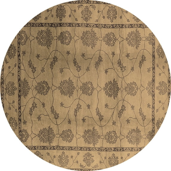 Ahgly Company Indoor Round Oriental Brown Industrial Area Rugs, 5' Round