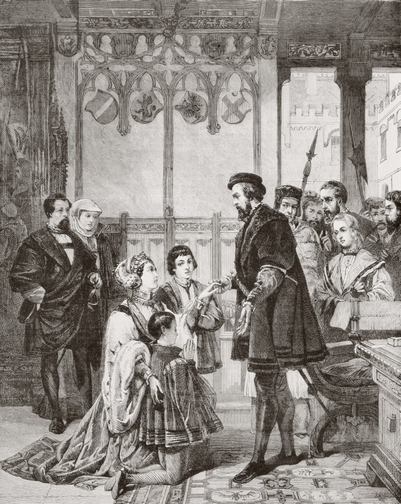 Philippa Welseren Begging Pardon From Emperor Ferdinand I For Her Morganatic Marriage To His Son From Lunivers Illustre Published In Paris In 1868 After A Painting By G Koller Canvas Art - Ken Welsh