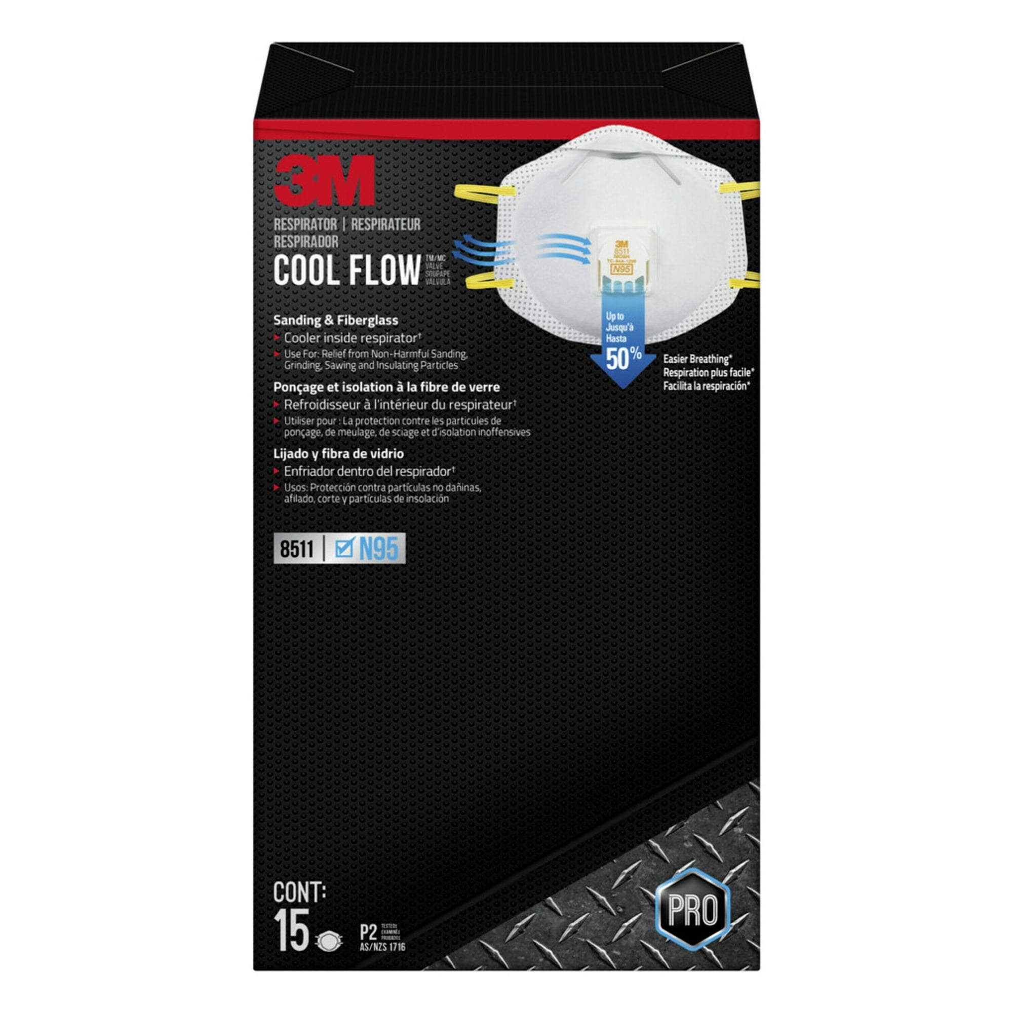3M Cool Flow™ Valve Respirator 8511, N95, Multi-Purpose, 15 Masks