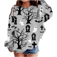 thumbnail image 2 of HAOTAGS Girls Halloween Sweatshirt, Relaxed Printed Fleece Round Neck, Long Sleeve (Ages 1–13) White Size 10, 2 of 5
