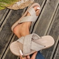 thumbnail image 5 of Womens Khaki Breathable Cloth Slide Sandals Crisscross Strap Open Toe Flat Lightweight Comfortable Casual Beach Shoes,Size 38, 5 of 5