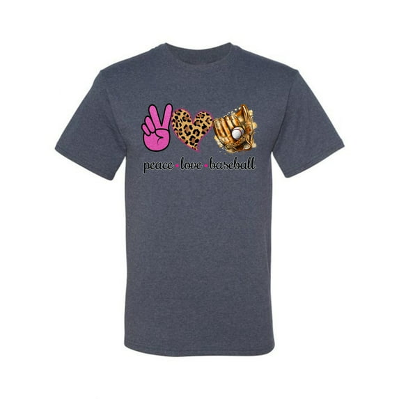 Peace Love Baseball Sports Men's Graphic T-Shirt, Vintage Heather Blue, 4X-Large