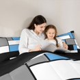 thumbnail image 4 of Manfei Abstract Grid Twin Comforter Sets, Light Blue Checkered Bedding Set, Black Reversible 2 Pieces, 1 Comforter and 1 Pillowcase, 4 of 6