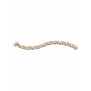 PalmBeach Jewelry Men's Diamond Accent 18k Gold-Plated Two-Tone Squared Curb-Link Bracelet 8.5"