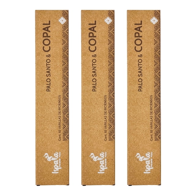 Incienso Aromático Artesanal Palo Santo y Copal Conexión 100% Vegano para Hogar, Oficina y Meditación 3 PACK