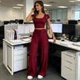 thumbnail image 3 of Vdoaml Ladies Tracksuit 2 Piece Outfit Womens Short Sleeve Crop Top Pants Set Women Casual Loungewear Matching Sets XL Red, 3 of 3