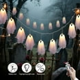 thumbnail image 3 of Dserhfy 10 Pcs Halloween Hanging Light-up Ghost Decoration Spooky White Cloth Ghost with String Light for Front Porch Yard Lawn Garden Decor, 3 of 8