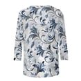 thumbnail image 5 of Tunic Blouse for Women Crewneck 3/4 Sleeve Boho Casual Loose Fit Elegant Scrollwork Floral Print Soft Breathable Lightweight Fashion Pullover Summer Fall Tops, 5 of 5