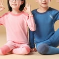 thumbnail image 4 of Jizyo Kids Girls Thermal Underwear Long Sleeves Shirt Ultra Soft Fleece Lined Top Bottom Warm Set for Blue 110, 4 of 6