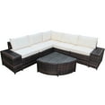 thumbnail image 2 of Costway 6PCS Rattan Furniture Set Conversation Cushioned Sofa Armrest Garden Off White, 2 of 11