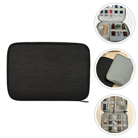 WHAMVOX Black Polyester Watch Case for Storage Elegant Portable Watch Box with 8 Grids Ideal for Home and Travel