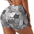thumbnail image 2 of Xecao Cats Group Print Workout Shorts for Women Soft Smooth Gym Yoga Scrunch Active Tennis Workout Running Shorts, 2 of 9