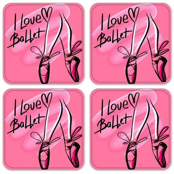 Vinyl Drink Coasters - Set of 4 - I Love Ballet
