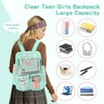 thumbnail image 3 of SANMADROLA Clear Backpack Heavy Duty Transparent Bookbag Teen Girlish Cute Bag Large Capacity See Through Backpacks Stadium Approved Daypack for Middle School College Sport/Travel, Green Butterfly, 3 of 9
