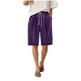thumbnail image 6 of vigerkar Women Bermuda Shorts Knee Length High Waisted Shorts Summer Casual Capri Pants with Pockets (Purple, L), 6 of 6