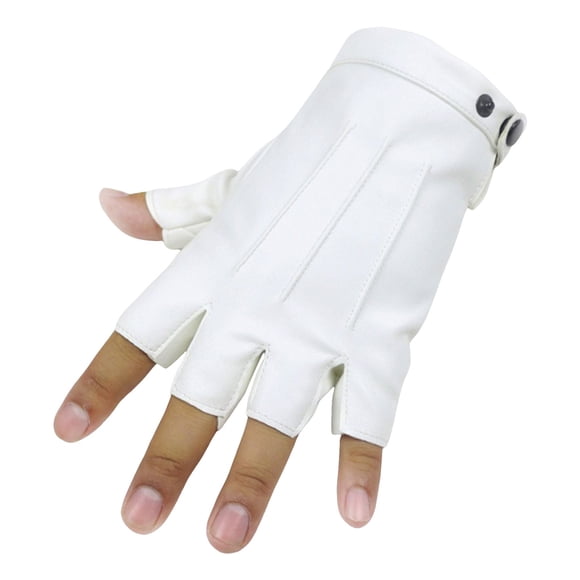 YOUSNH Fingerless Driving Gloves PU Leather Outdoor Sport Half Finger Glove for Men Women Teens Gloves for Women White One Size