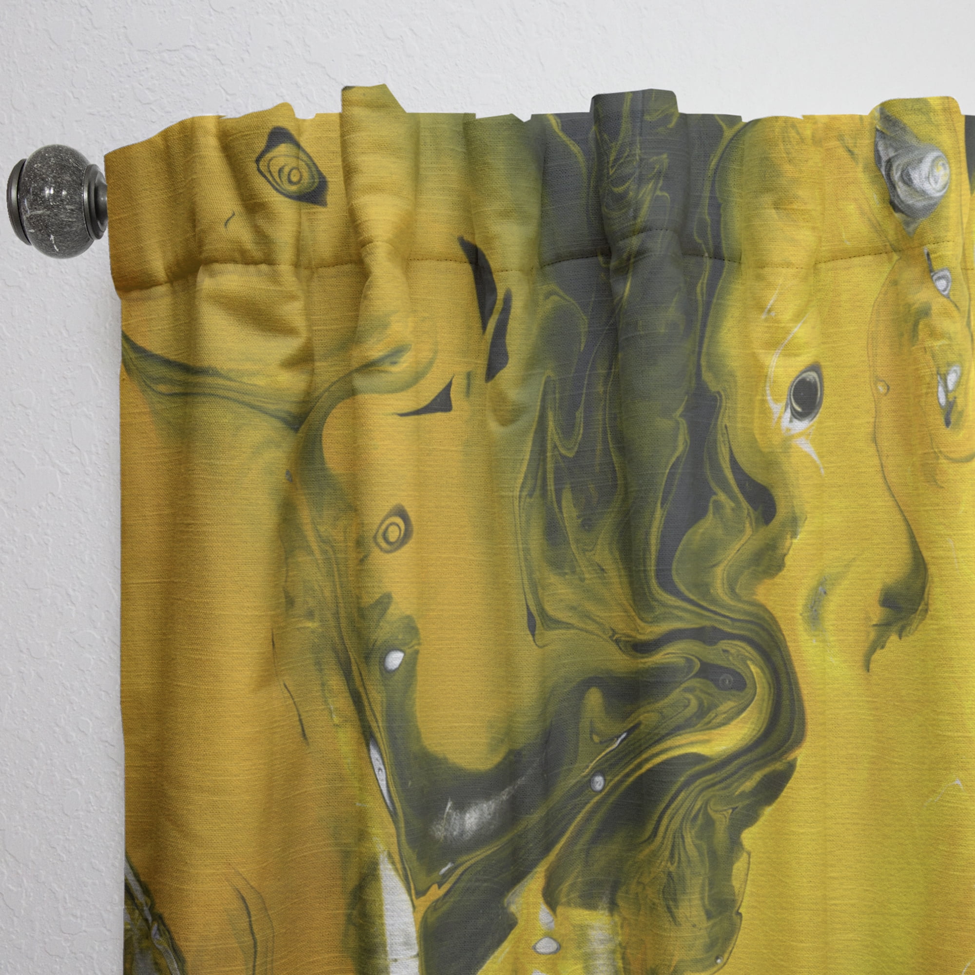 Designart 'Yellow Marbled II' Modern & Contemporary Curtain Panel