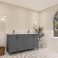 thumbnail image 2 of Ayna Decors Rooh 60 in Charcoal Grey Double Sink Bathroom Vanity Set with White Quartz Countertop and Brass Faucet | Pop-Up Drain and P-Trap Included | Brushed Nickel Hardware | AVR60CG3022, 2 of 10
