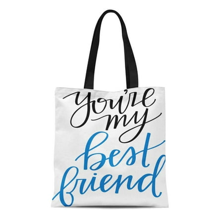 SIDONKU Canvas Bag Resuable Tote Grocery Shopping Bags Forever You're My Best Friend Calligraphy Wife Calligrpahy Hand Husband Lover Tote