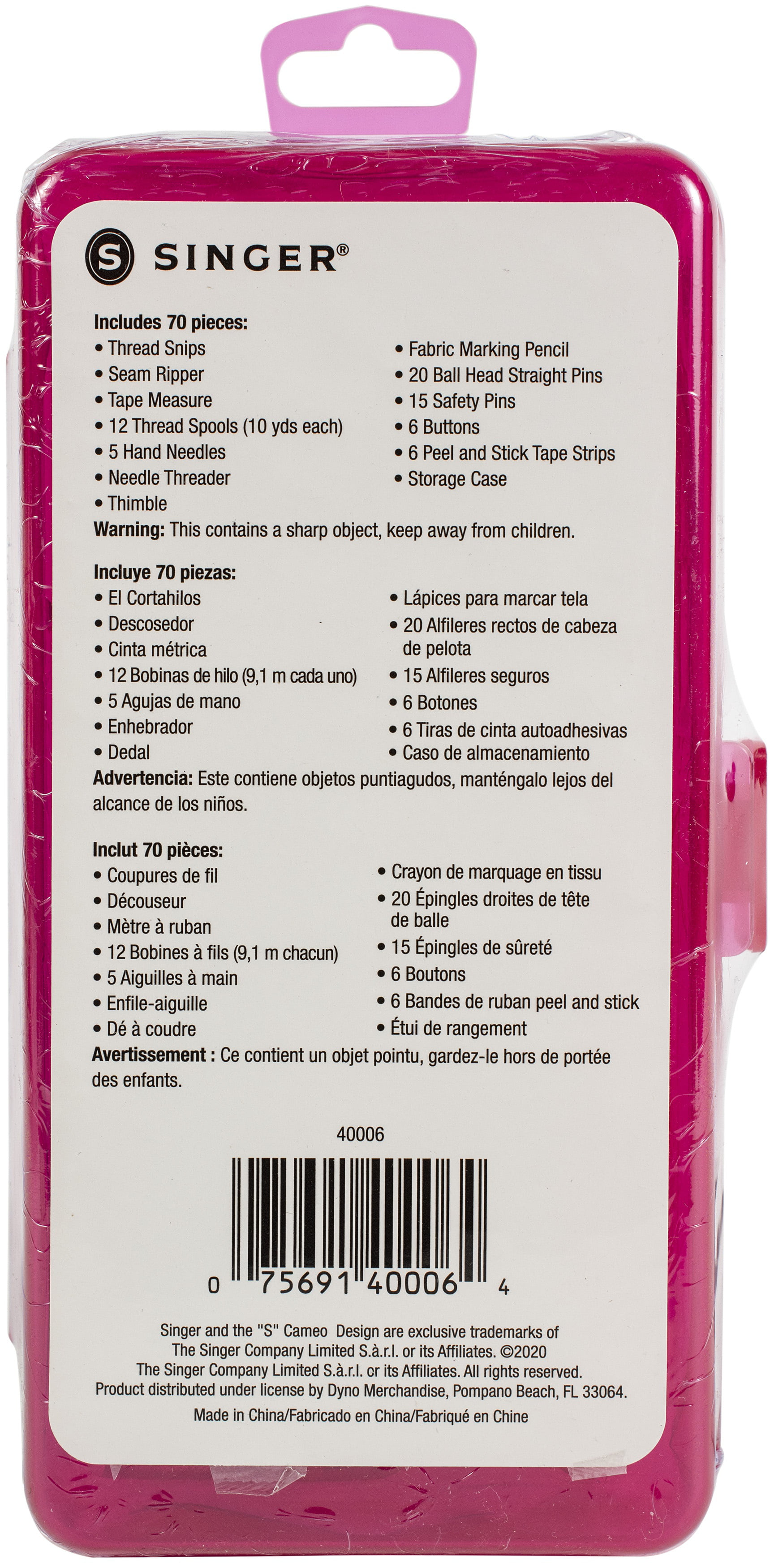 Singer Exclusive Survival Sew Kit 70/pkg-pink : Target