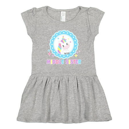 

Inktastic Middle Sister cute unicorn Girls Toddler Dress