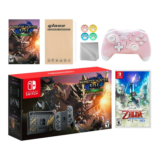 Nintendo Switch Monster Hunter Limited Console Set Plus Monster Hunter Rise Deluxe Edition Bundle With The Legend Of Zelda Skyward Sword Hd And Mytrix Wireless Switch Pro Controller And Accessories Walmart Com
