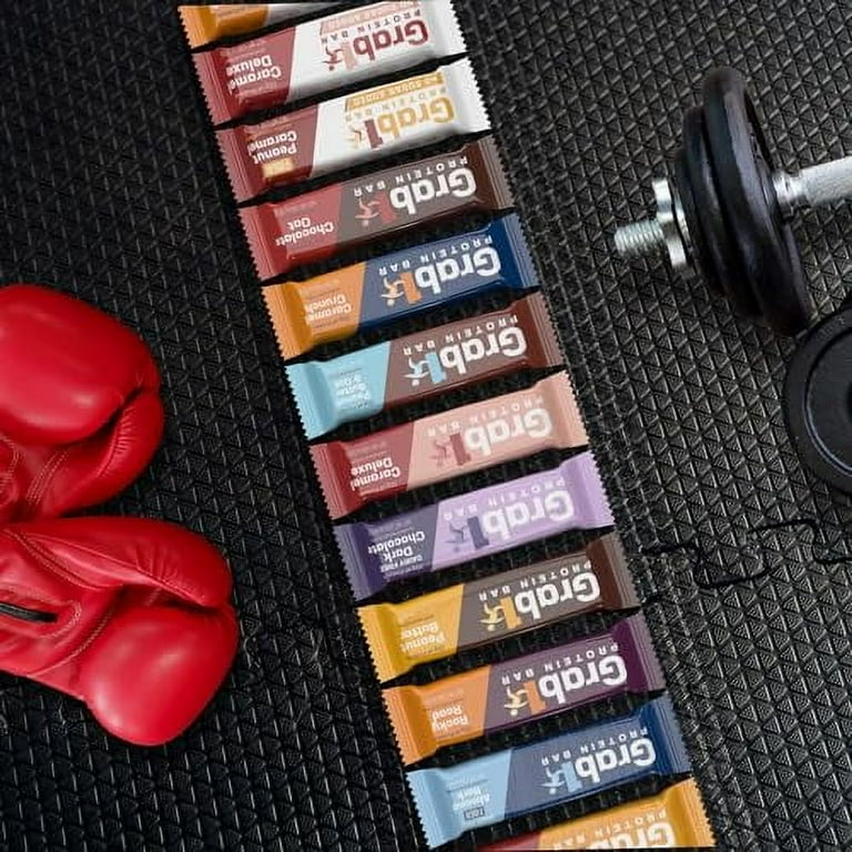 Grab1 High Fiber Protein Bars - Peanut Caramel Flavor With 9g Fiber & 10g Protein - 10 Bars Pack (2 Boxes)