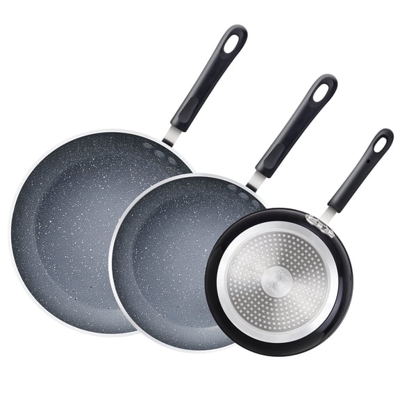 Cook N Home Professional 8/10/12 Inch Heavy Nonstick Frying Pan Set, Skillets with Non-Stick Coating, Induction, Compatible with All Cooktops, 3-Piece, Black/Marble