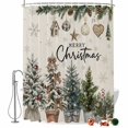 thumbnail image 2 of Farmhouse Christmas Shower Curtains for Bathroom, Winter Xmas Tree Pine Fruits Leaf Beige Waterproof Fabric Shower Curtain, Decorative Bathroom Curtain for Bathtub, 72"x72", No Hooks Included, 2 of 9