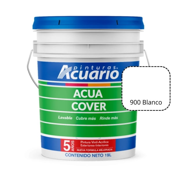 PINTURA VINILICA ACUA COVER COLOR BLANCO INTENSO MATE ACUARIO CUBETA